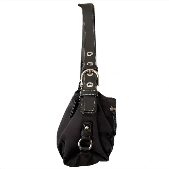 VTG Y2K COACH Signature Jacquard East West Shoulder Bag Purse Monochrome Black - Picture 6 of 14